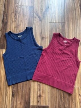 Threadgrit Women's Ribbed Tank Tops set of 2 - Navy & Wine